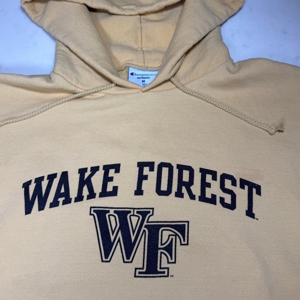 Champion Hoodie Mens Medium Yellow Wake Forest University - Picture 1 of 7